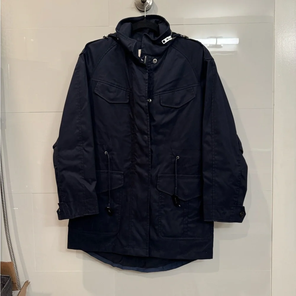 Coach Navy Utility Jacket XS Removable Liner Hooded Parka NWOT - Picture 4 of 12